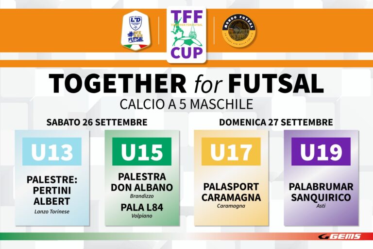 Together for Futsal Cup 2026: il Piemonte diventa la casa del futsal giovanile
