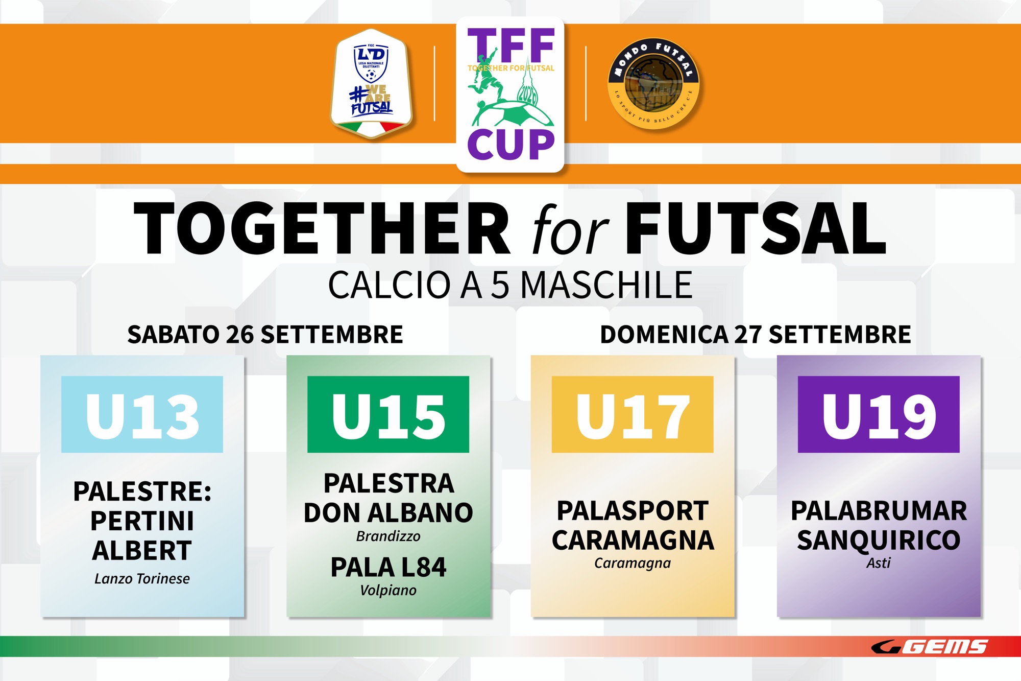 Together for Futsal Cup 2026: il Piemonte diventa la casa del futsal giovanile